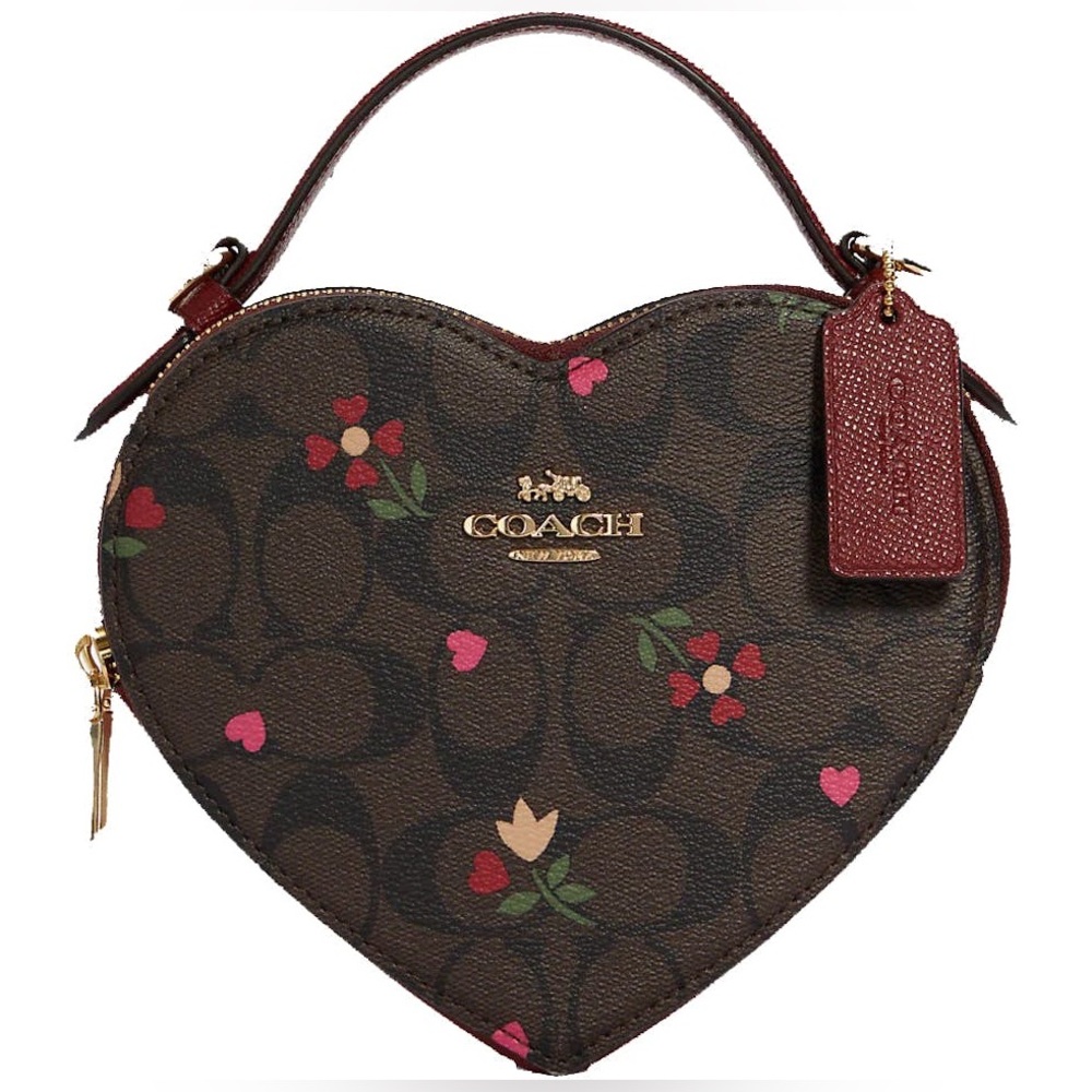 Coach Heart Crossbody in Signature Canvas with Heart Petal Print (No. C8040).